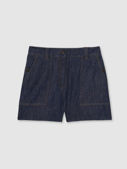 Reiss Linen Shorts in Indigo
