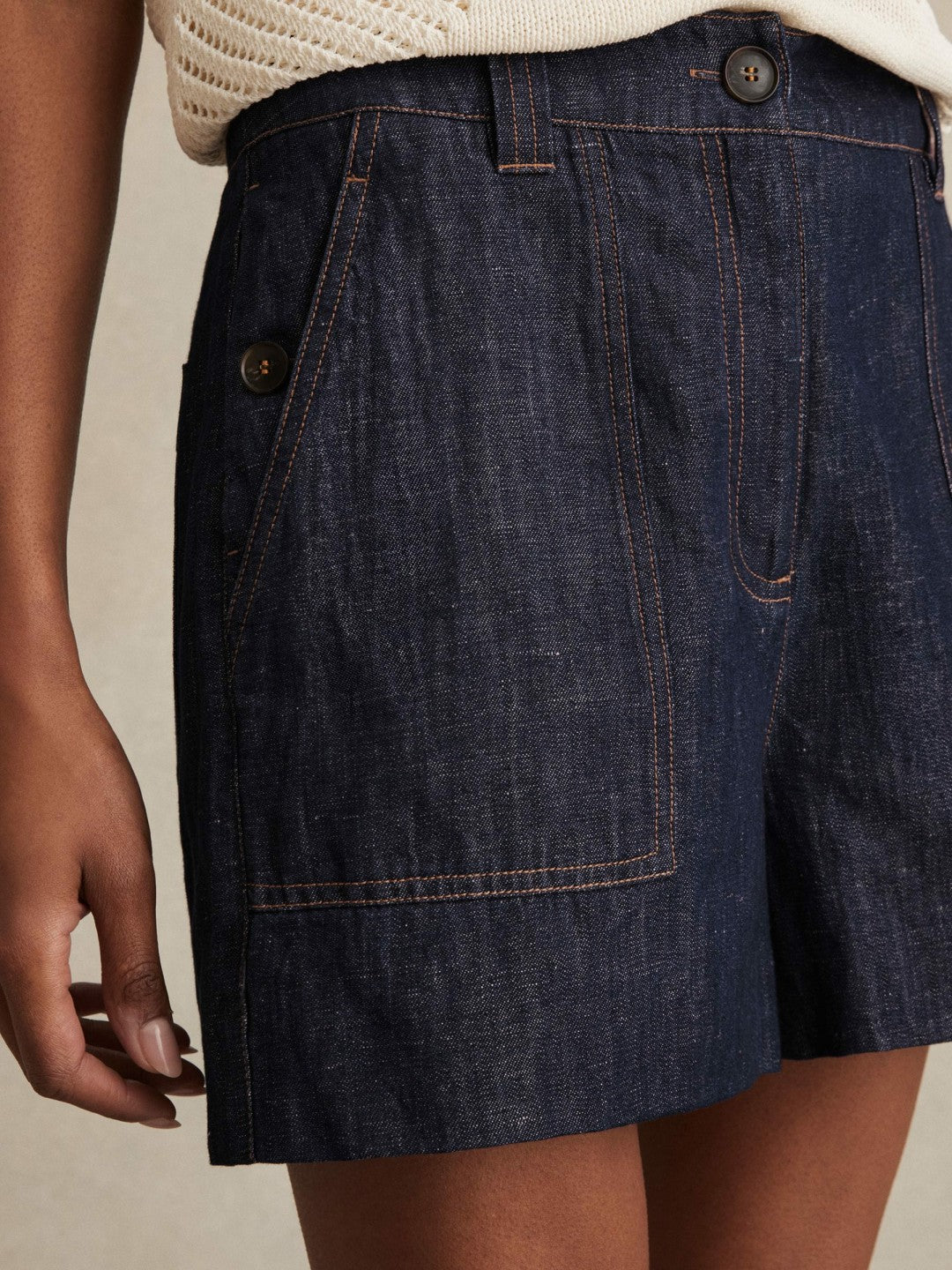 Reiss Linen Shorts in Indigo