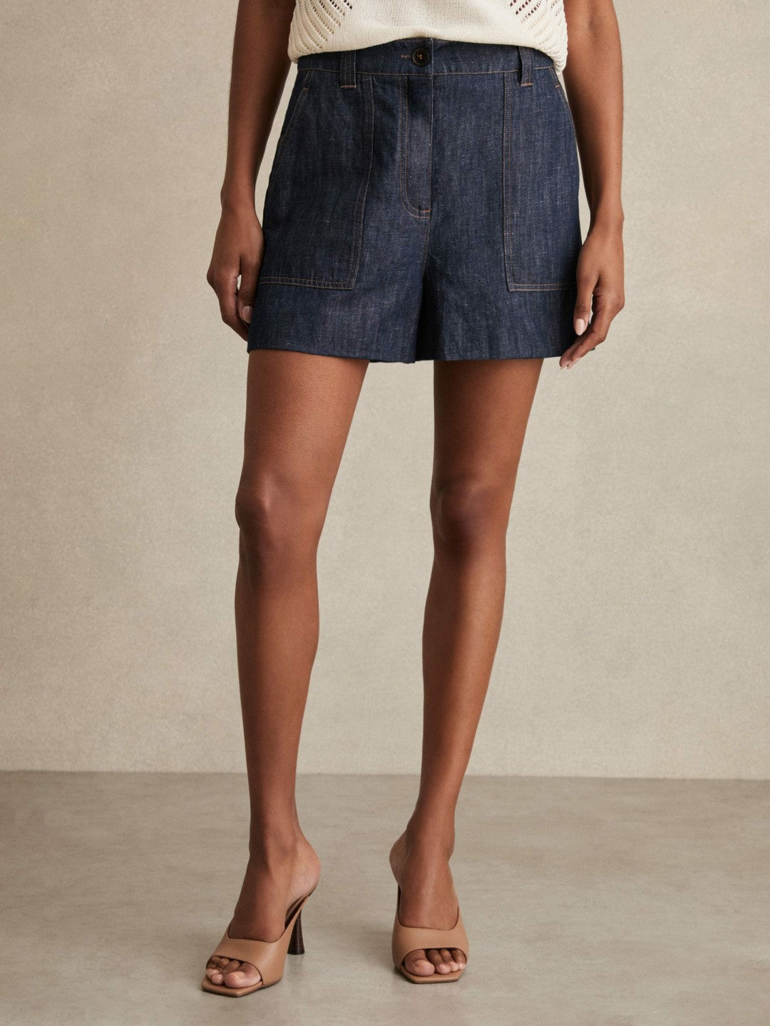 Reiss Linen Shorts in Indigo