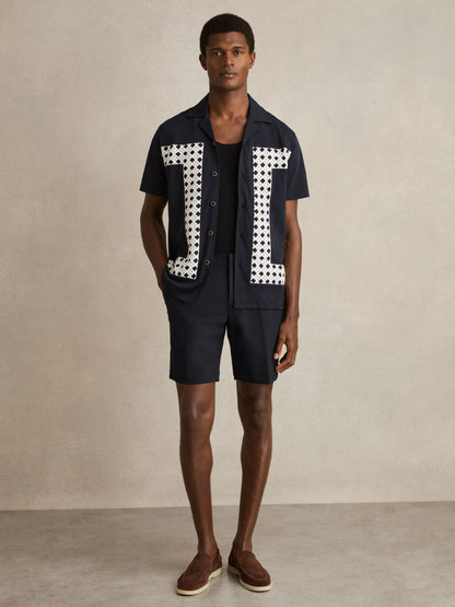 Reiss Drawstring Chino Shorts in Navy