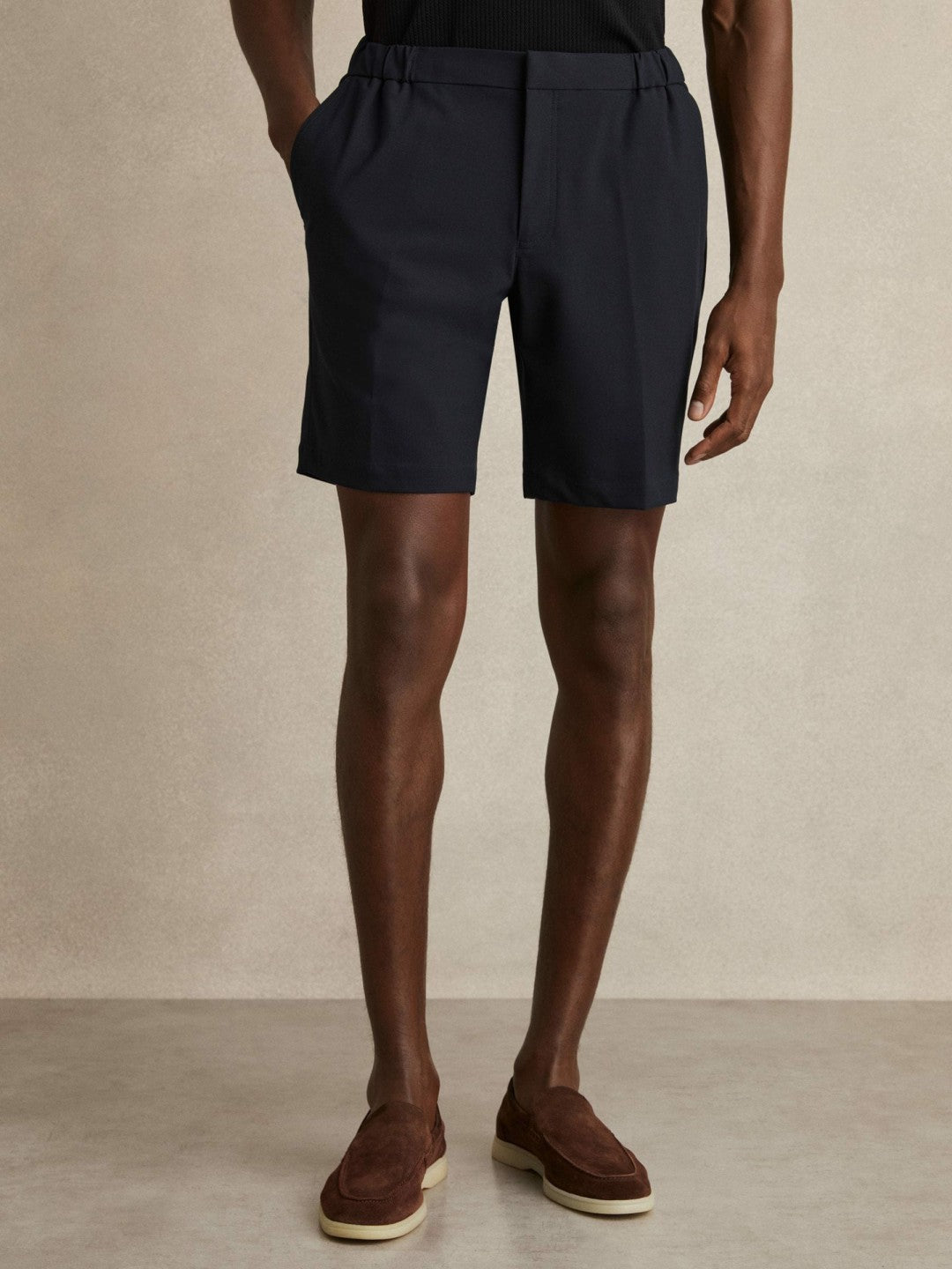 Reiss Drawstring Chino Shorts in Navy