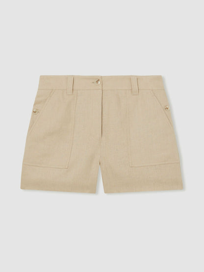 Reiss Linen Shorts in Neutral