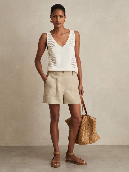 Reiss Linen Shorts in Neutral