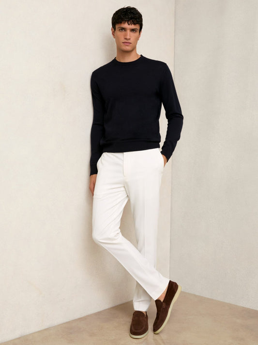 Reiss Slim-Fit Internal-Drawstring Trousers in White