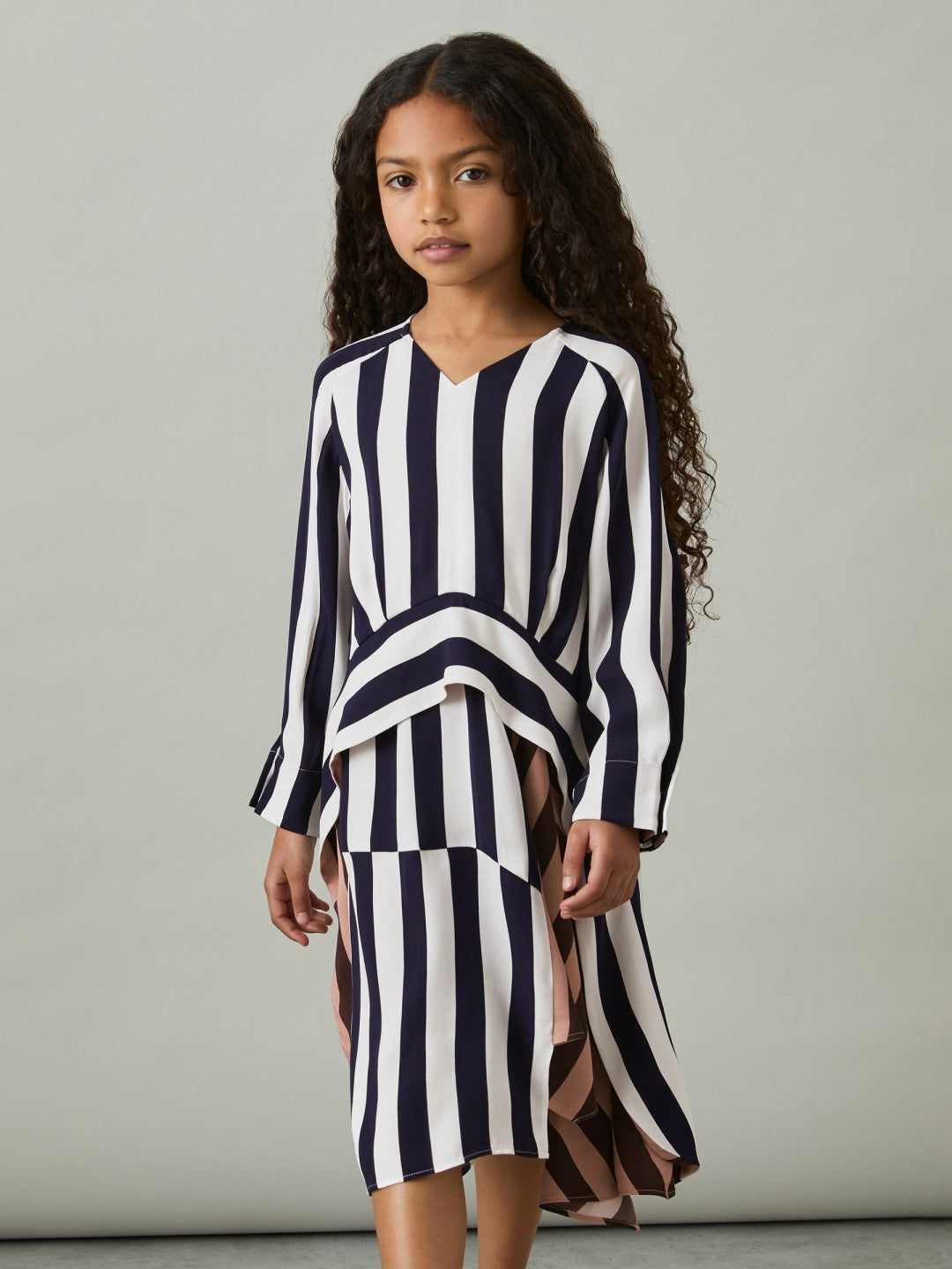 Reiss 13-14 yrs Stripe-Print Handkerchief Dress in Multi