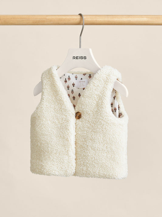 Reiss Lined Fleece Gilet in Ivory