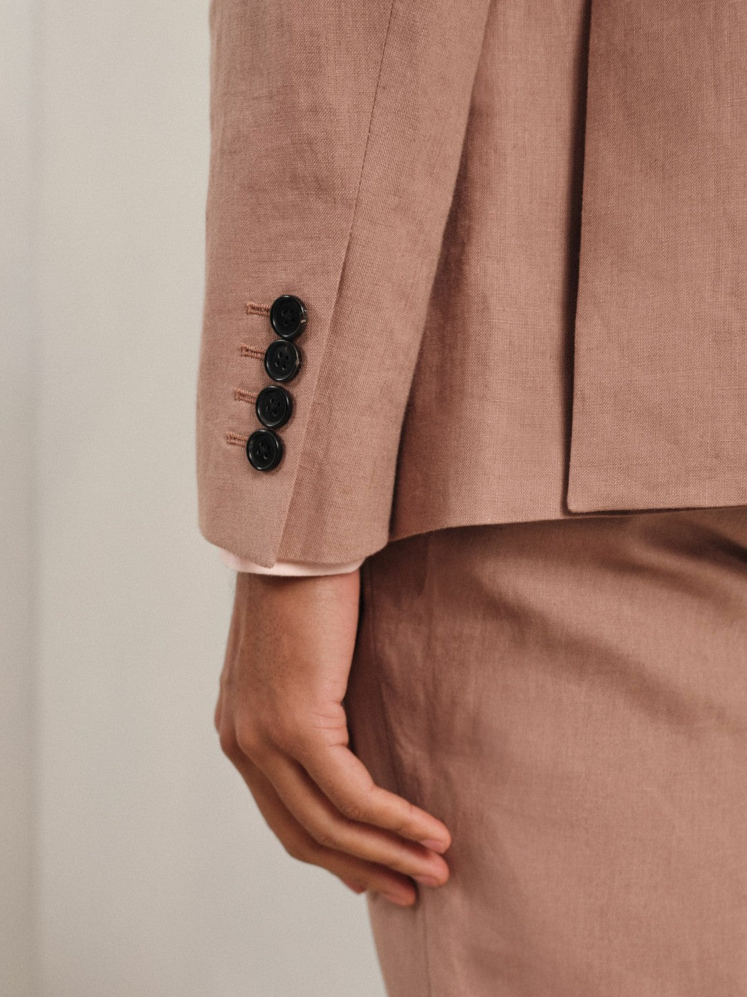 Reiss Single-Breasted Linen Suit Blazer Slim Fit in Rose Pink