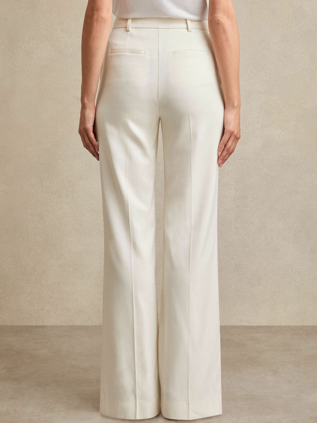 Reiss Petite Wide Leg Tailored Trousers in Cream