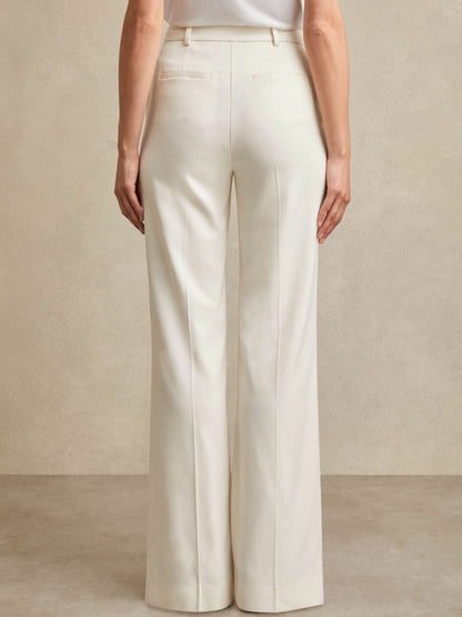 Reiss Petite Wide Leg Tailored Trousers in Cream