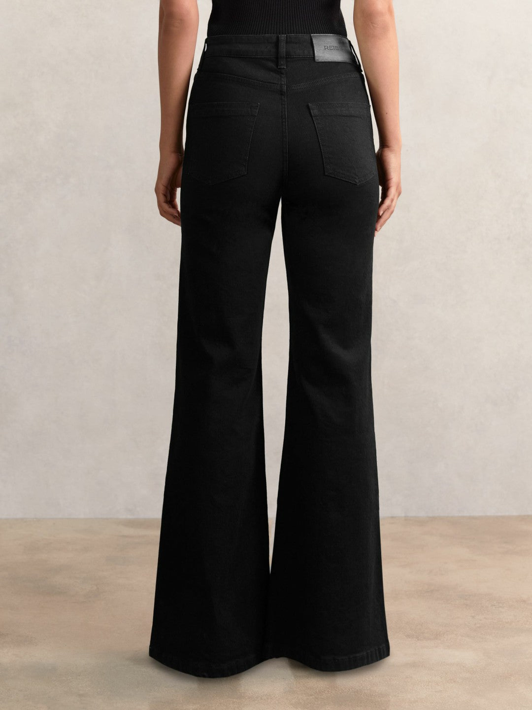 Reiss Petite Mid-Rise Flared Jeans in Black