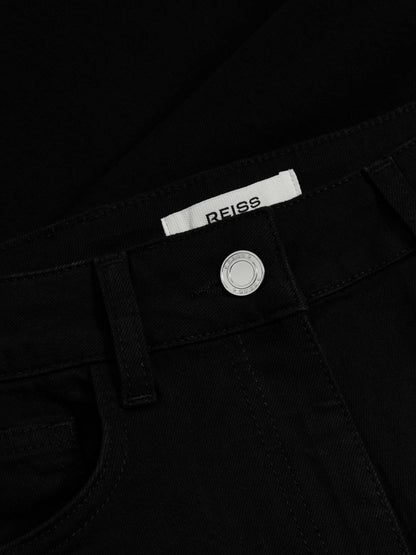 Reiss Petite Mid-Rise Flared Jeans in Black