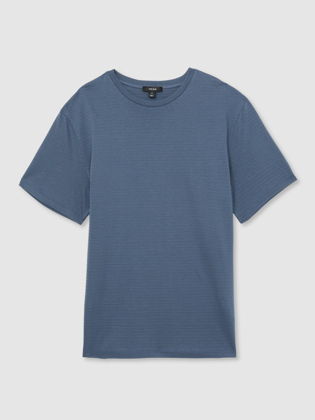 Reiss Mercerised-Cotton Ribbed T-Shirt in Airforce Blue