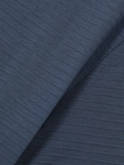 Reiss Mercerised-Cotton Ribbed T-Shirt in Airforce Blue