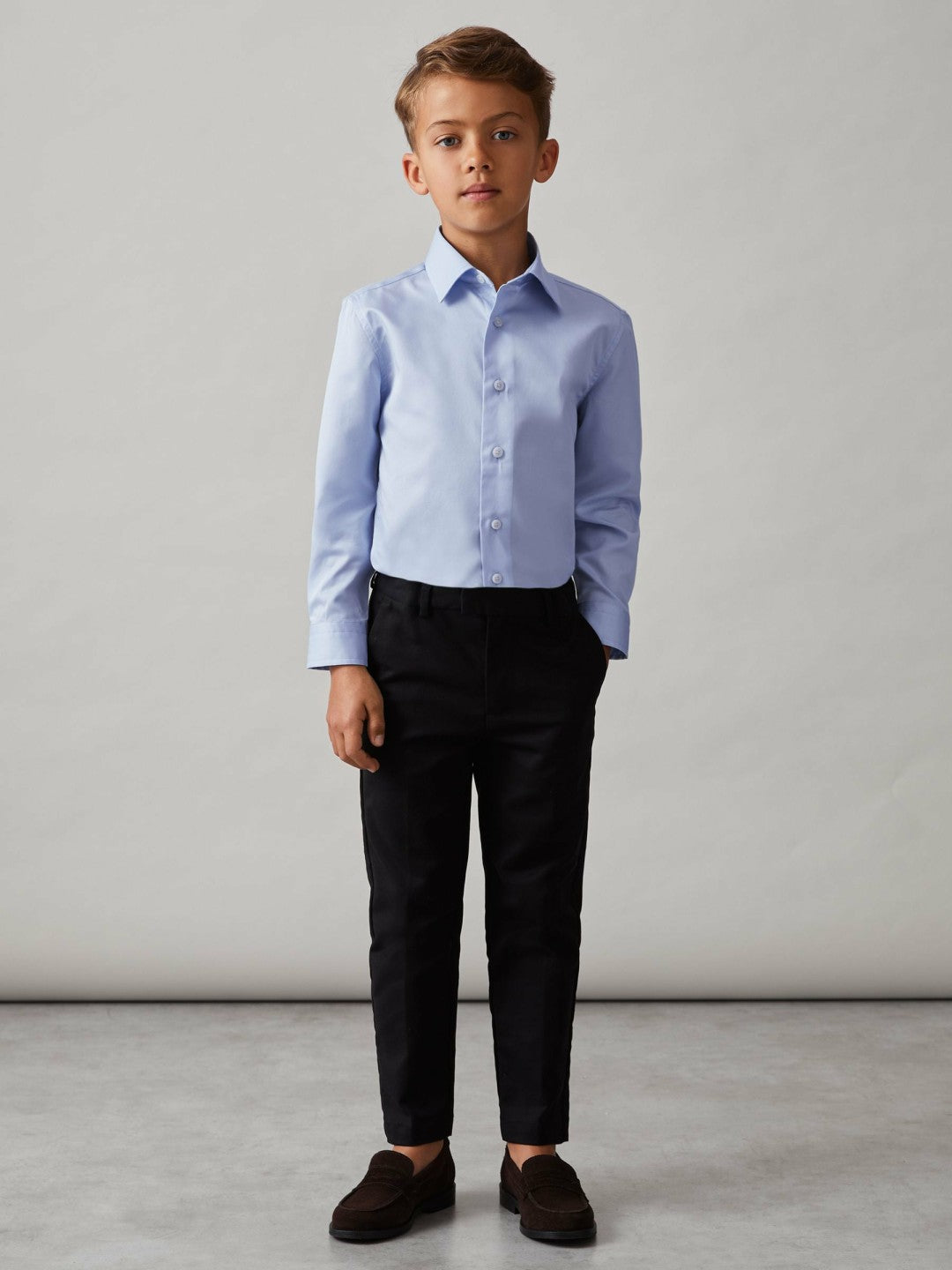 Reiss 9-13 yrs Slim-Fit Cotton Shirt in Soft Blue