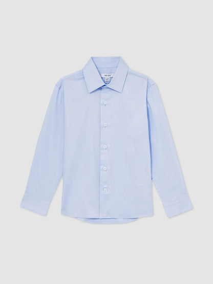Reiss 9-13 yrs Slim-Fit Cotton Shirt in Soft Blue