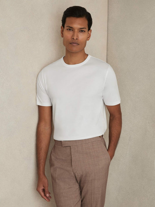 Reiss Mercerised-Cotton Crew-Neck T-Shirt in White