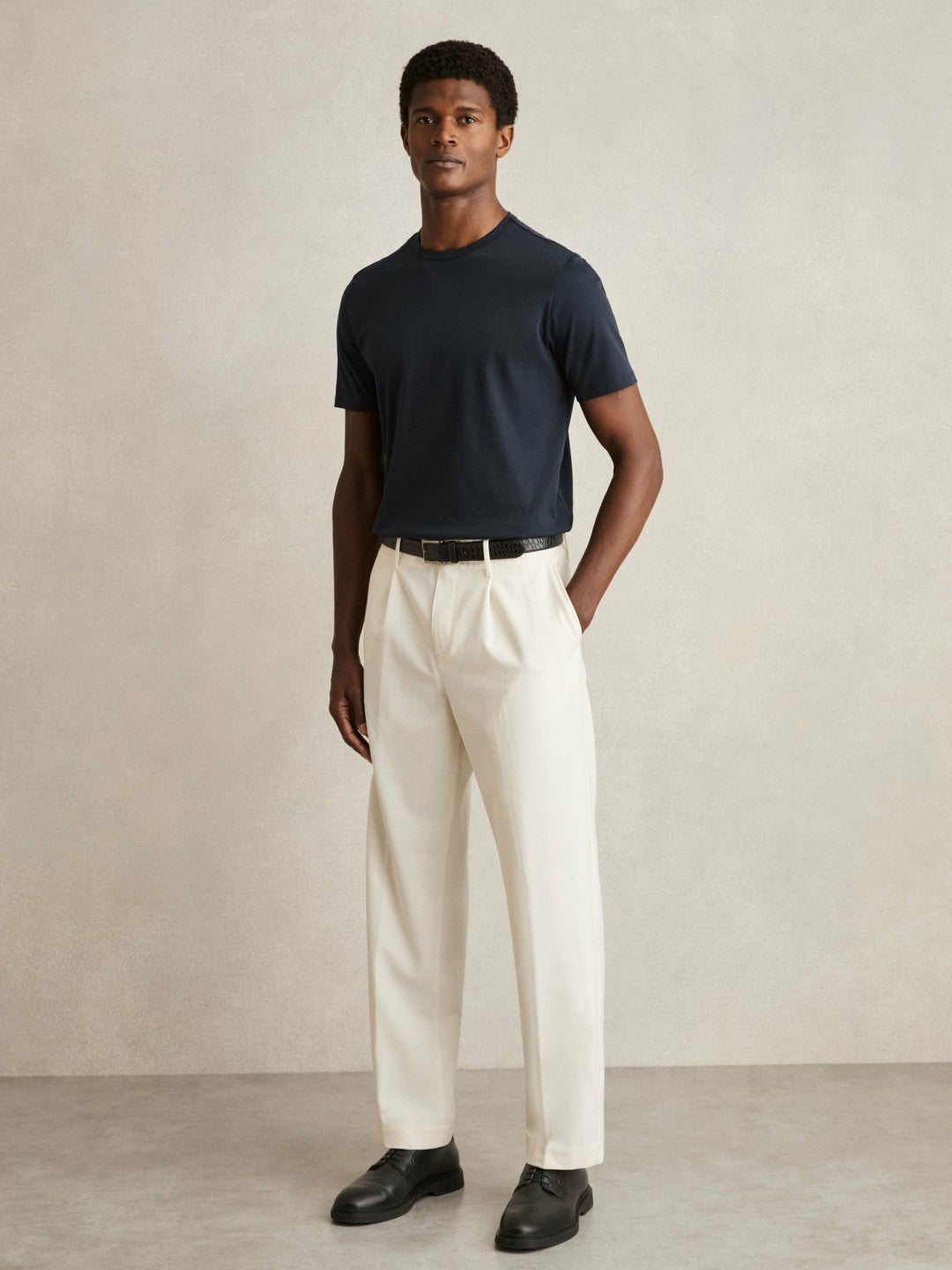 Reiss Mercerised-Cotton Crew-Neck T-Shirt in Navy
