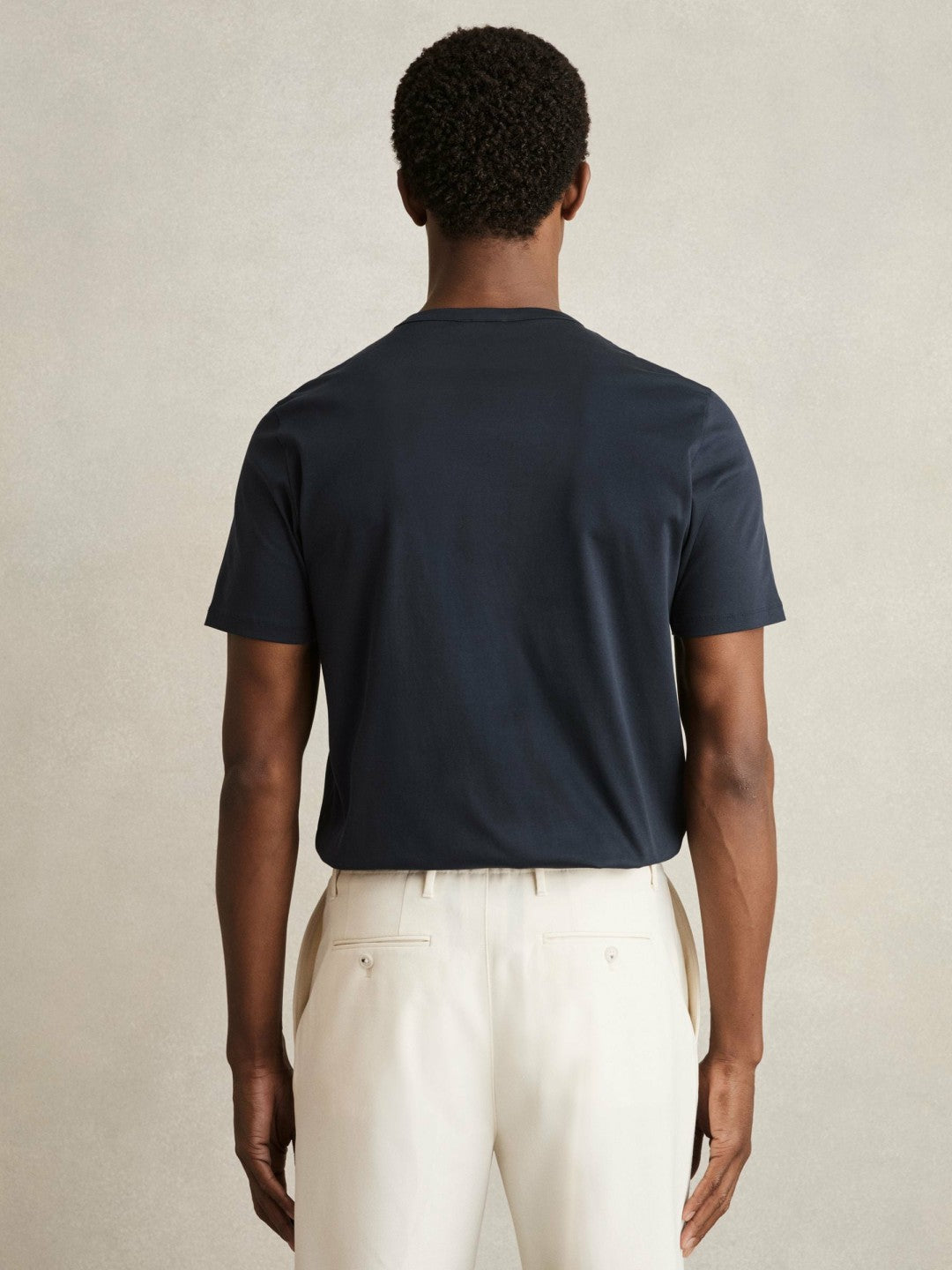 Reiss Mercerised-Cotton Crew-Neck T-Shirt in Navy