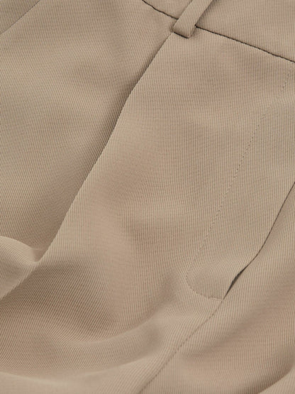 Reiss Petite Elasticated-Waist Wide-Leg Twill Trousers in Mink Neutral