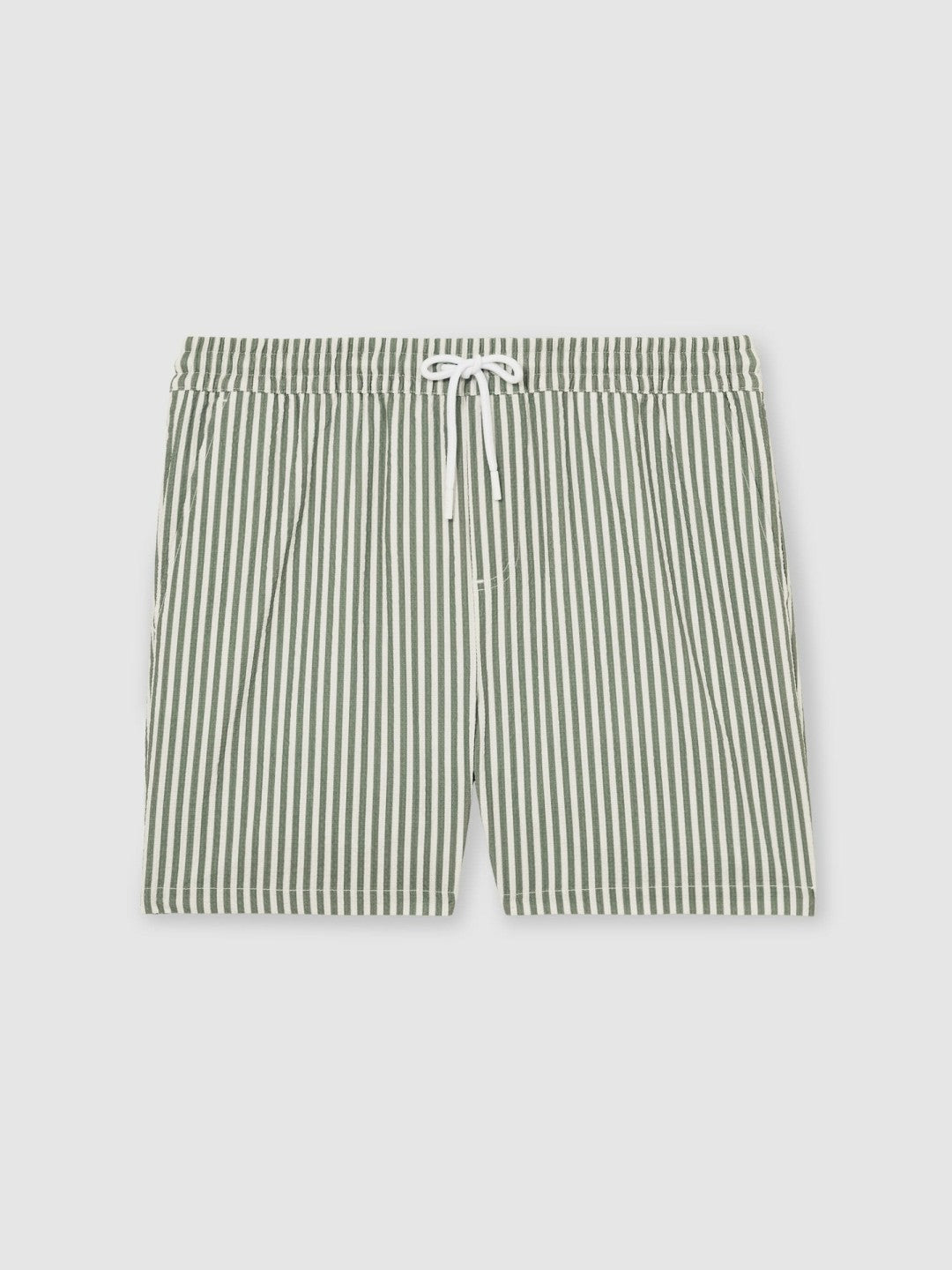 Reiss Seersucker Stripe Swim Shorts in Sage/White