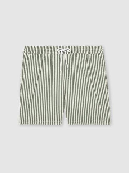 Reiss Seersucker Stripe Swim Shorts in Sage/White