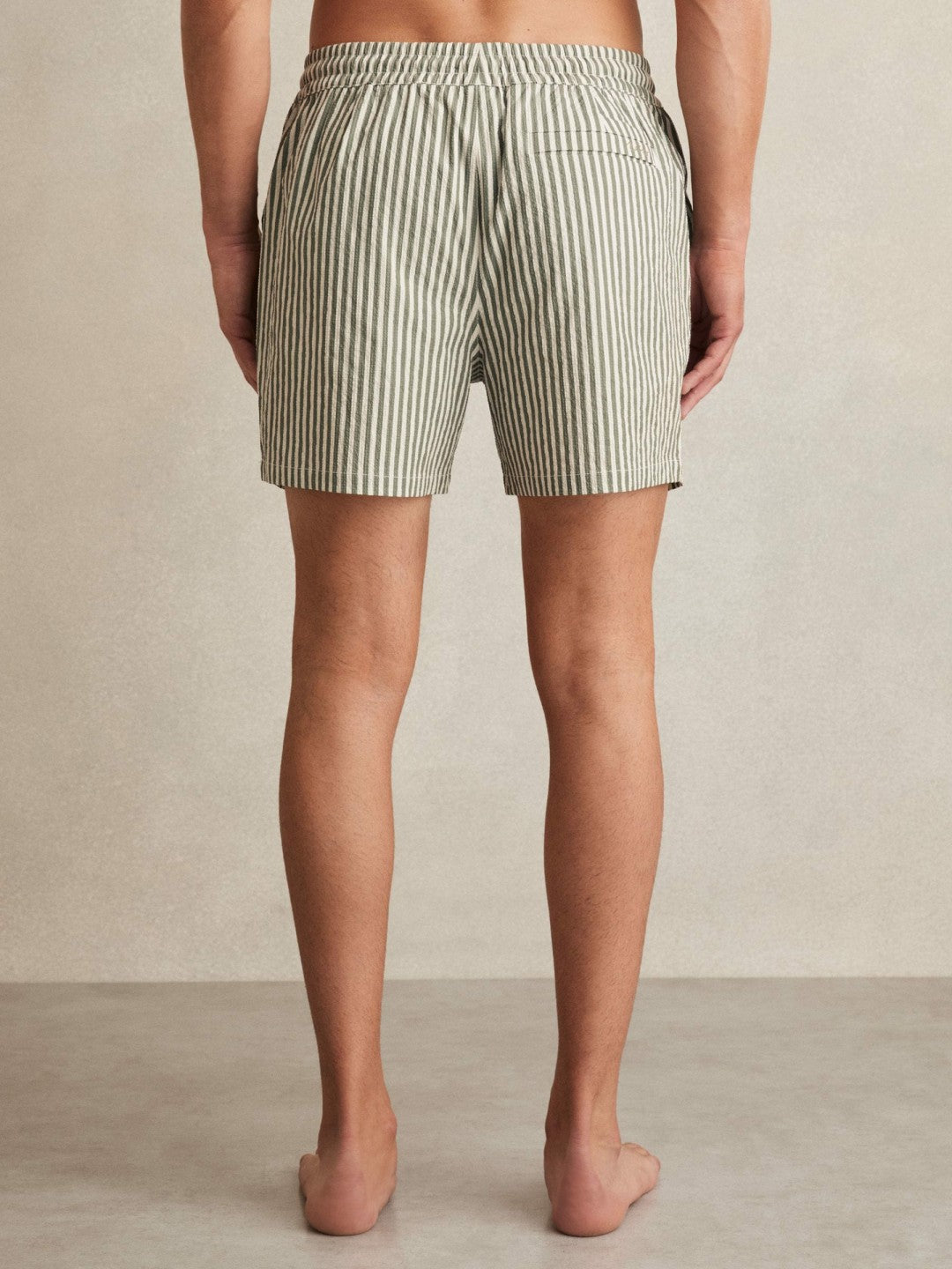 Reiss Seersucker Stripe Swim Shorts in Sage/White