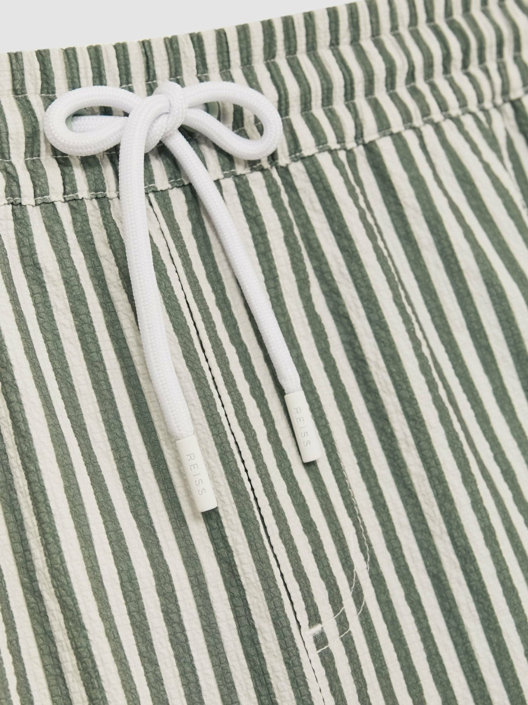 Reiss Seersucker Stripe Swim Shorts in Sage/White