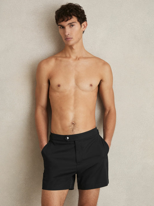 Reiss Side-Adjuster Swim Shorts in Black