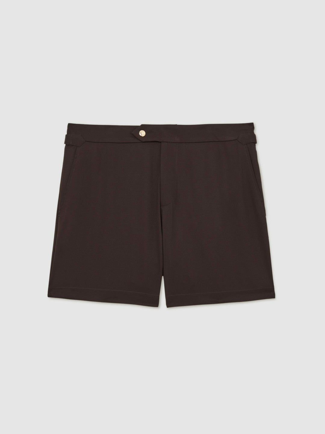 Reiss Side-Adjuster Swim Shorts in Chocolate Brown