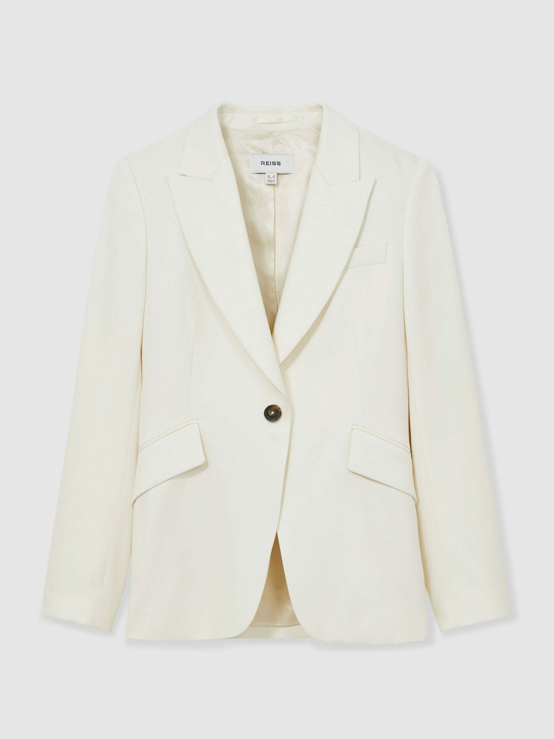 Reiss Single-Breasted Peak-Lapel Tailored Blazer in Cream