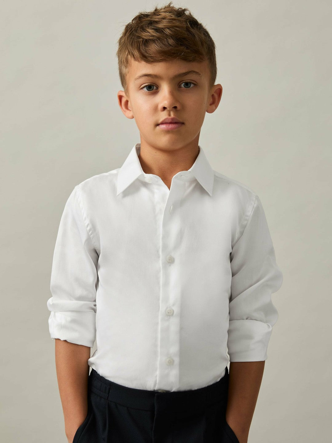 Reiss 9-13 yrs Slim-Fit Cotton Shirt in White