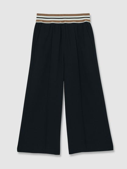Reiss 13-14 yrs Stripe-Waistband Wide-Leg Trousers in Navy