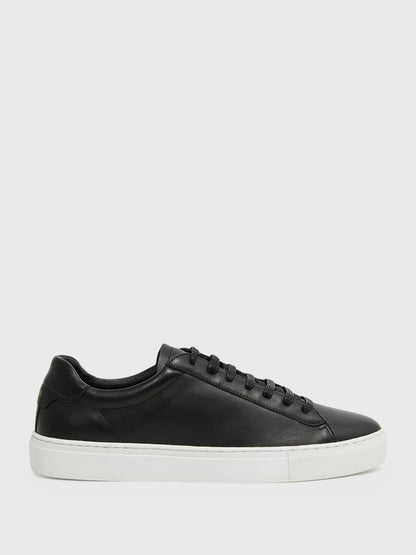 Reiss Leather Low-Top Trainers in Black