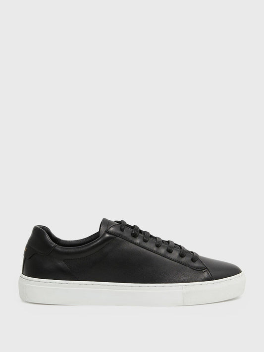 Reiss Leather Low-Top Trainers in Black