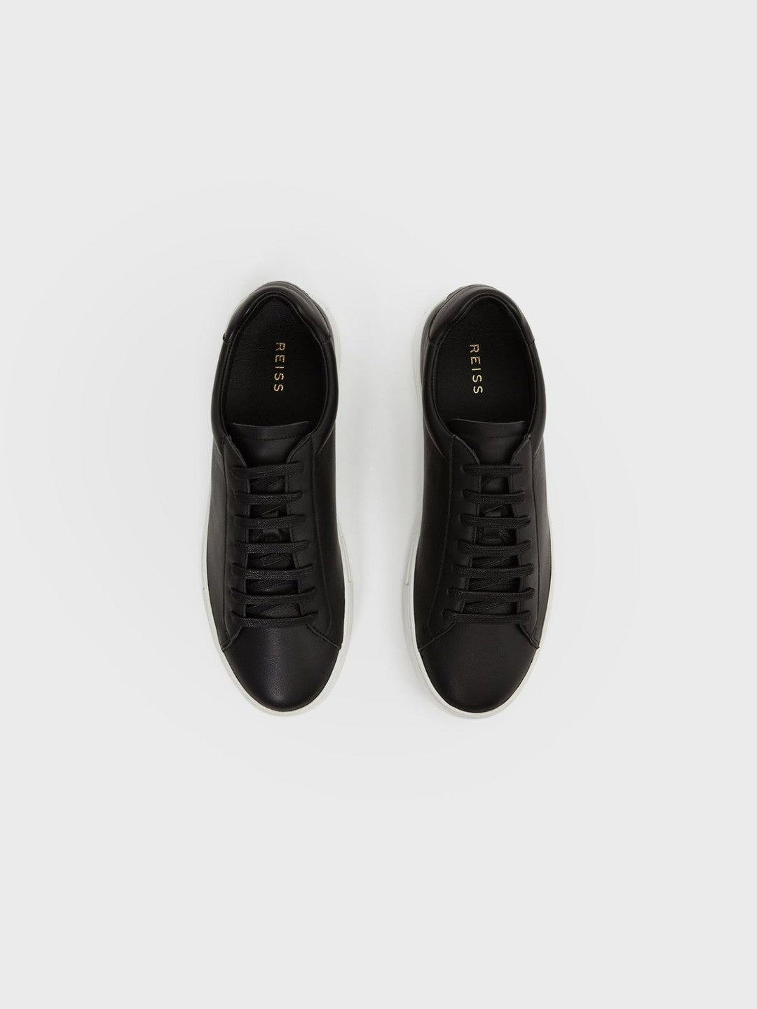 Reiss Leather Low-Top Trainers in Black