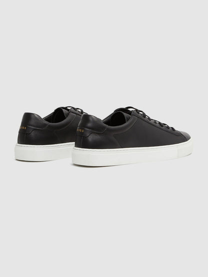 Reiss Leather Low-Top Trainers in Black