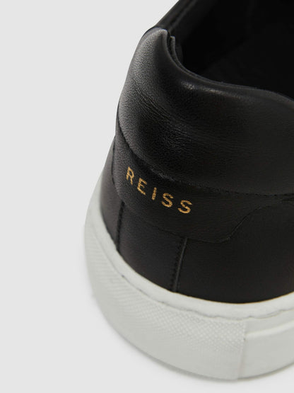 Reiss Leather Low-Top Trainers in Black