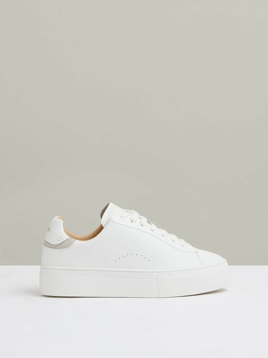 Reiss Leather Low-Top Trainers in White