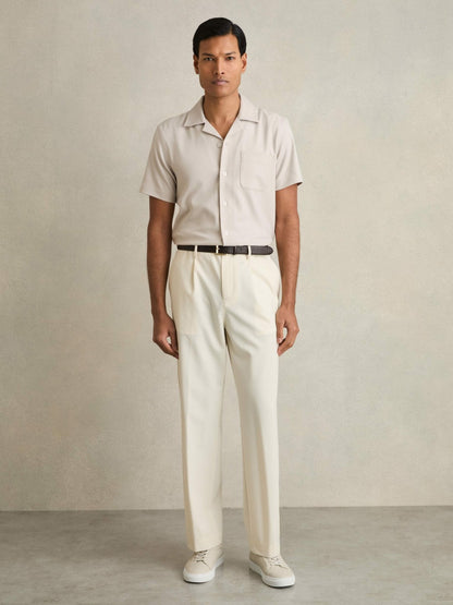 Reiss Tumbled-Leather Low-Top Trainers in Off White