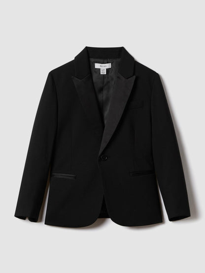 Reiss Wool-Blend Double-Breasted Tuxedo Jacket in Black
