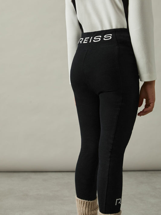 Reiss 9-14 yrs Stretch Logo Print Leggings in Black