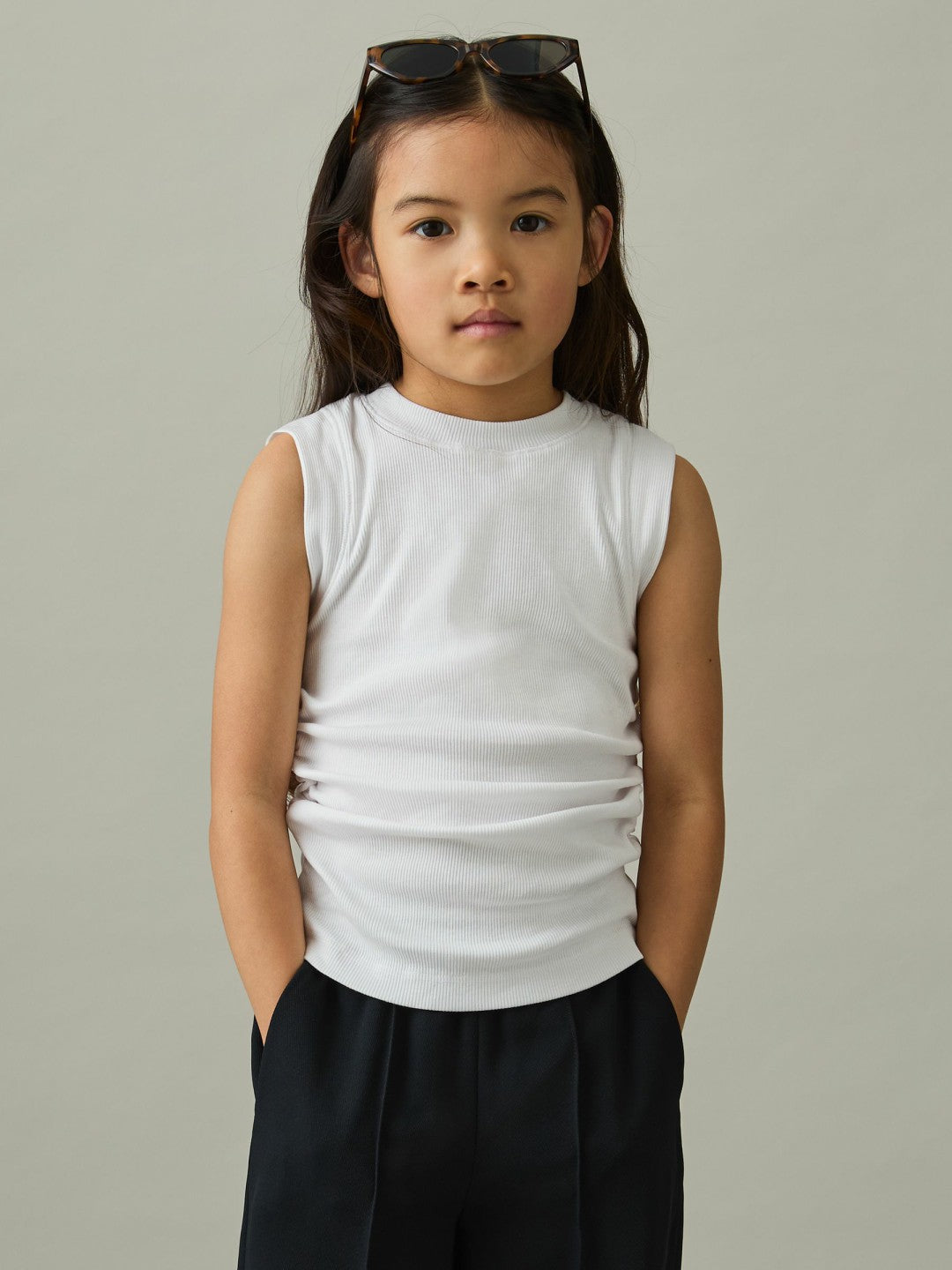 Reiss 13-14 yrs Ruched Vest Top in White