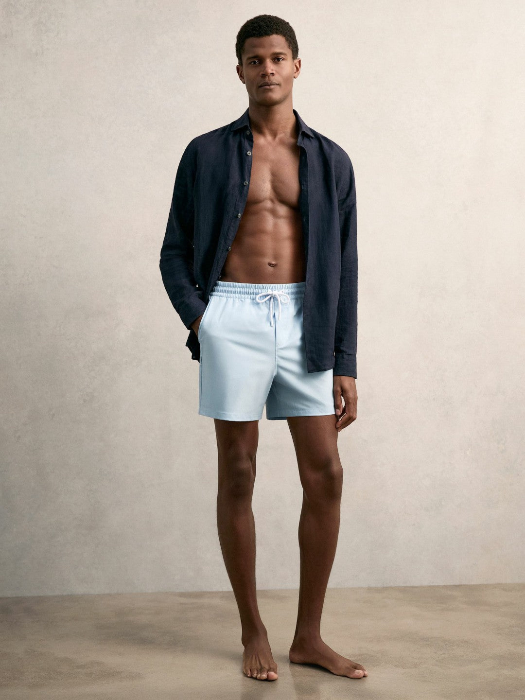 Reiss Drawstring Swim Shorts in Soft Blue