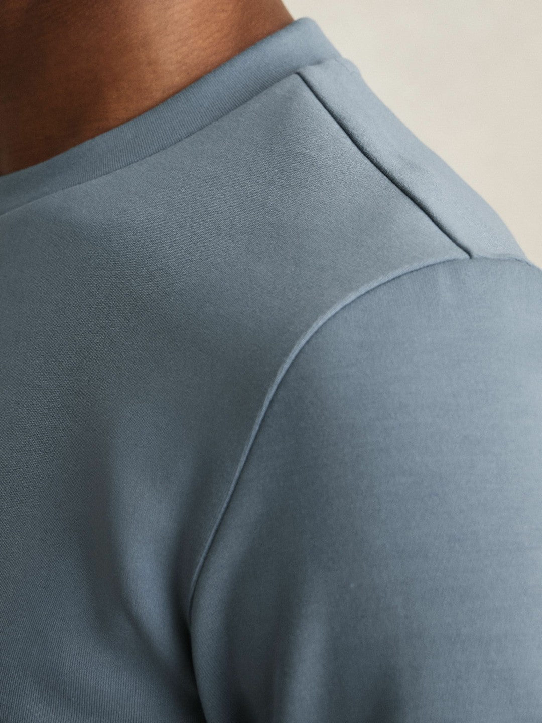 Reiss Interlock Jersey Crew Neck T-Shirt in Airforce Blue