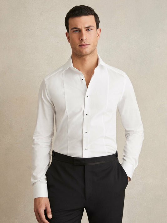 Reiss Slim Fit Cotton Dinner Shirt in White