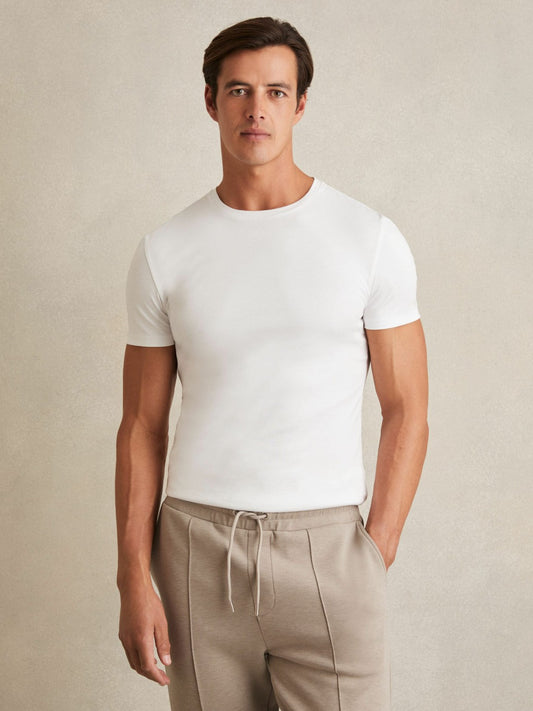 Reiss Cotton Sports-Fit T-Shirt in White