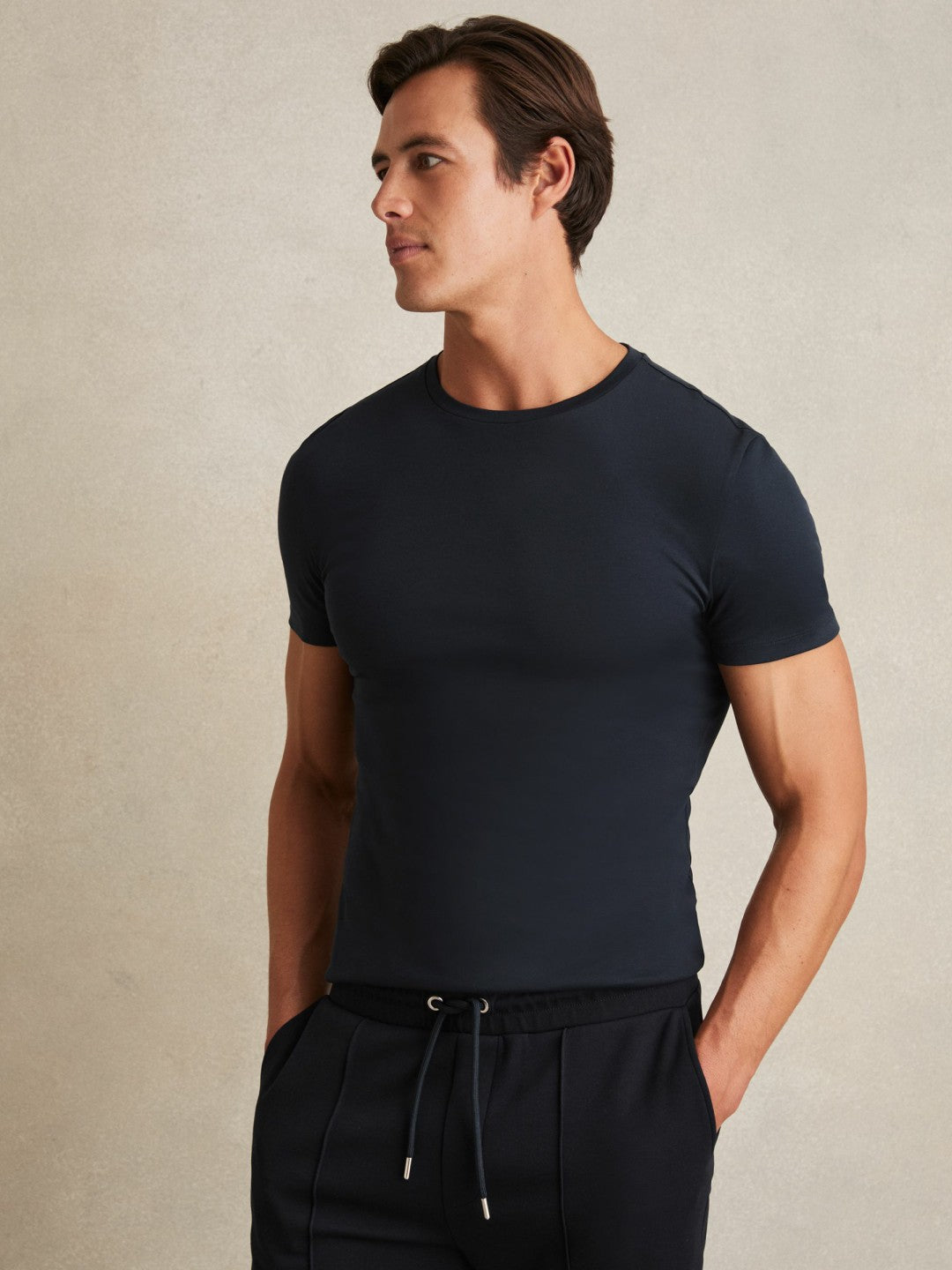 Reiss Cotton Sports-Fit T-Shirt in Navy