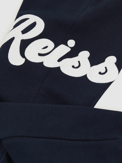 Reiss 13-14 yrs Cotton-Blend Logo Script Joggers in Navy