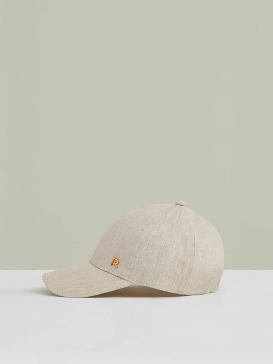 Reiss Linen Logo Baseball Cap in Neutral