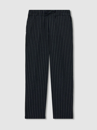 Reiss Linen-Blend Drawstring Trousers in Navy Stripe